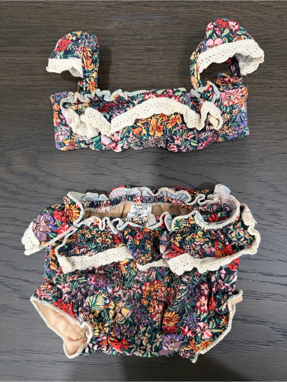 Montce Girls Floral Multicolor Ruffle Bikini Set   Size 6-12 months